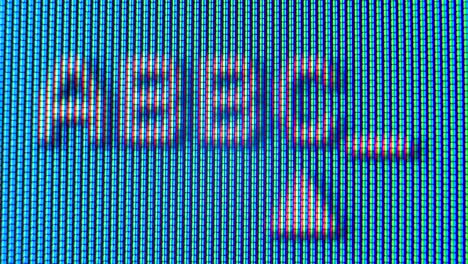 pixels in the working old analog tv screen close up. red, blue and green dot create the image on the screen. analogue retro tv settings menu in extreme close up