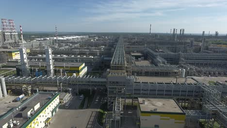 aerial view of enormous petroleum refinery