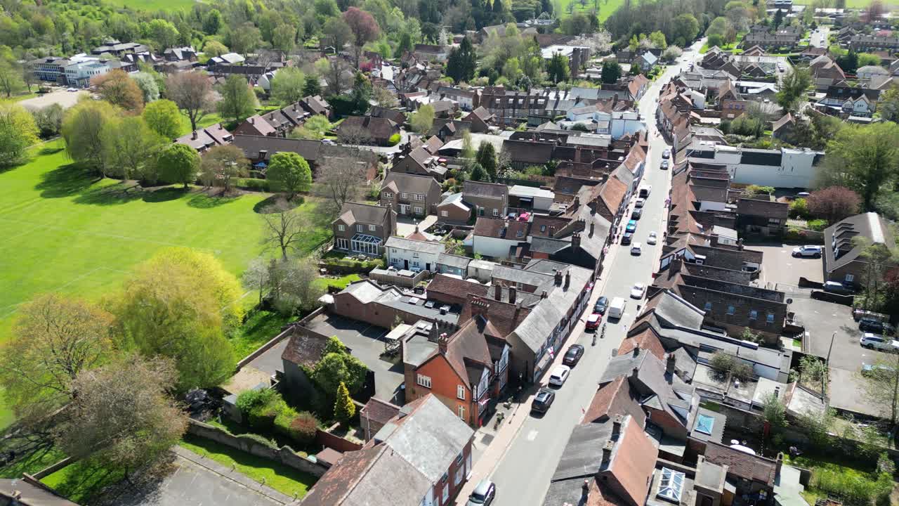 그레이트 미센덴 마을 버킹엄셔 영국 드론, 공중 ,  ⁇ 은 봄날