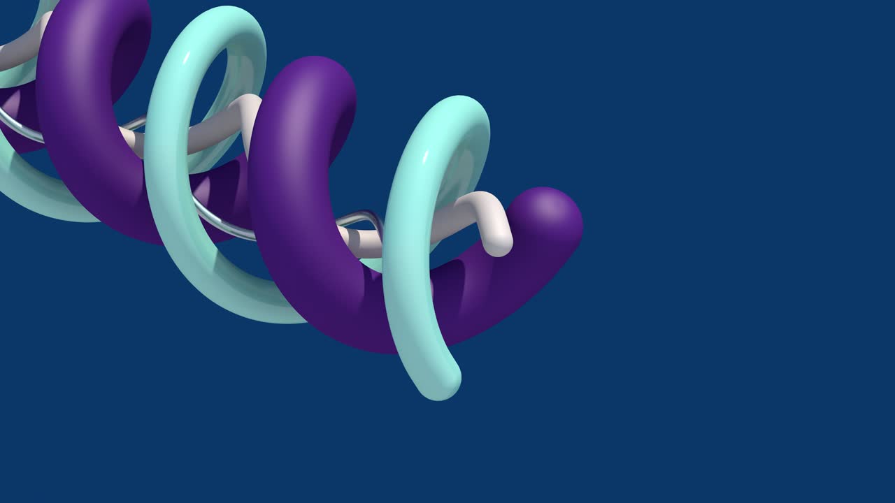 formas coloridas retorcidas. fondo azul. animación abstracta, renderizado en 3d.