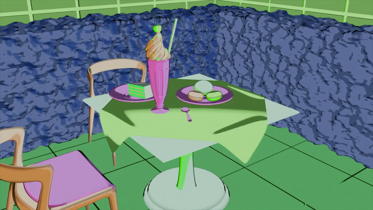 la escena del café colorido