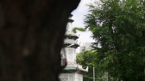 Chinese-Clock-Tower-At-Lumpini-Park-In-Bangkok-Thailand