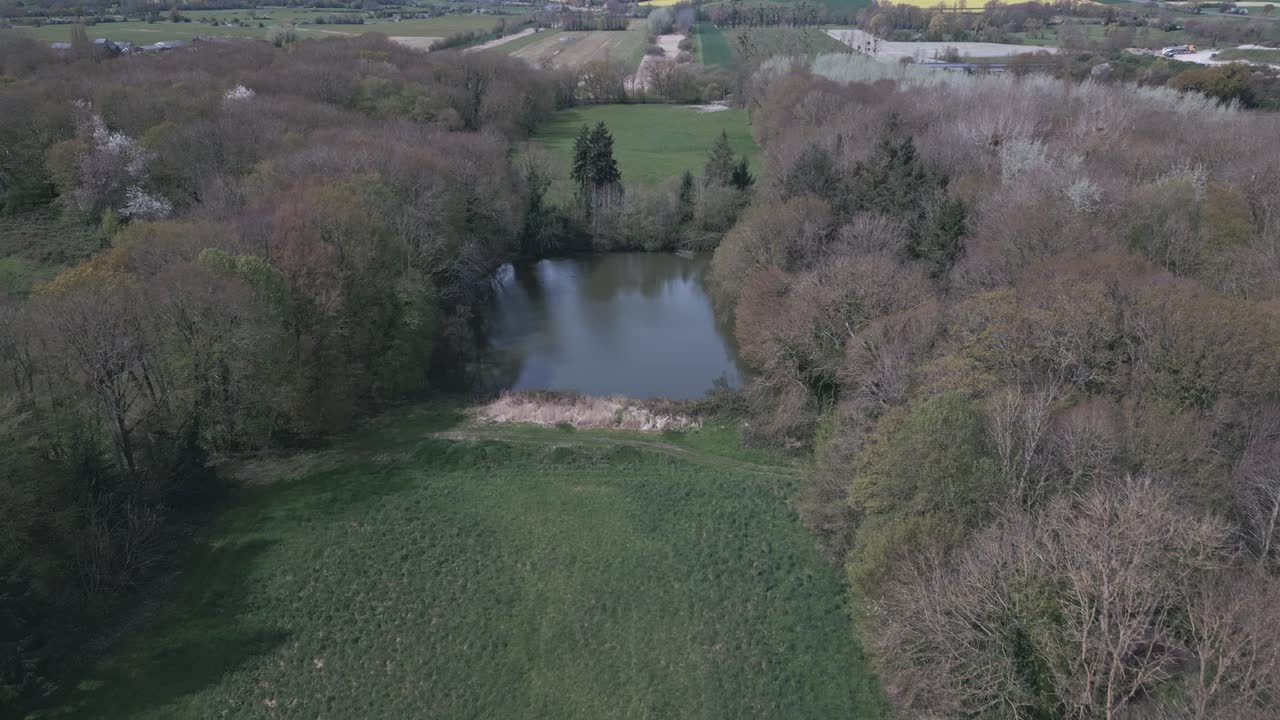 Pond in countryside of Châteauneuf-d'Ille-et-Vilaine, Brittany in France