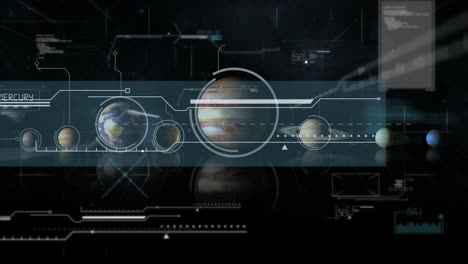 animación de los planetas en la pantalla