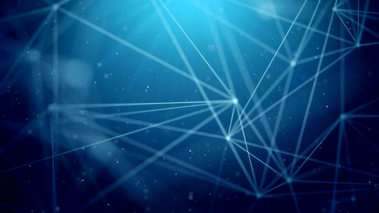 Blue Static structure of points, lines and triangles Cinematographic space business background Plexus Abstract Network Technology Science connected lines and dots Seamless Loop Animation