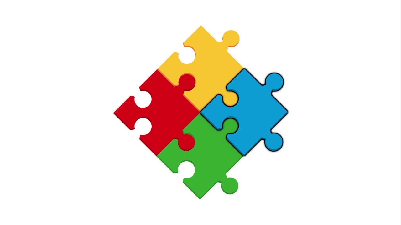 rompecabezas de cuatro piezas coloridas