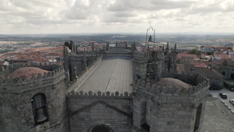 drone view of guarda cathedral showing the clock tower and roof