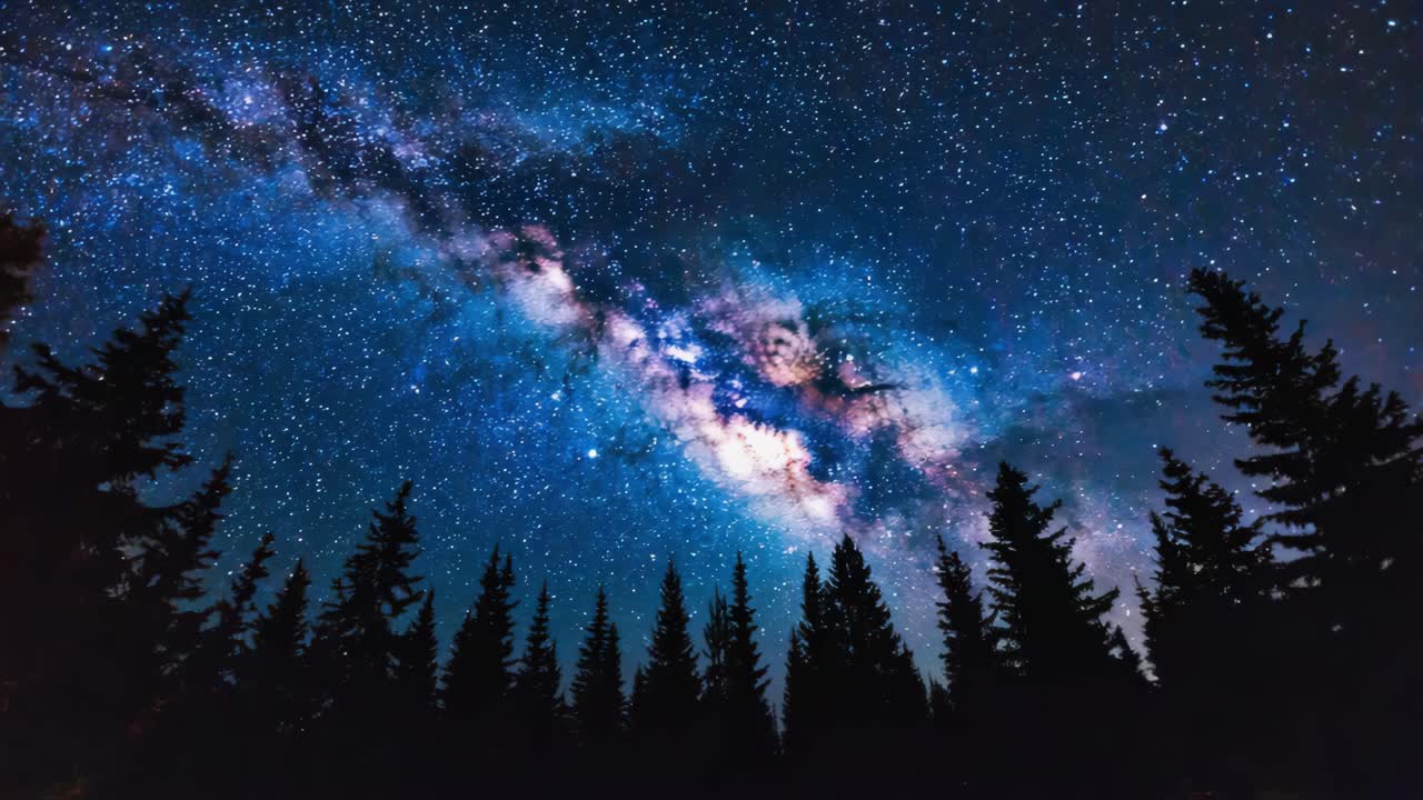 Milky Way over a forest at night | Premium Stock Video Footage