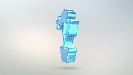 icon of a flower made of glass. transparent rotating symbol of a home flower with an alpha channel