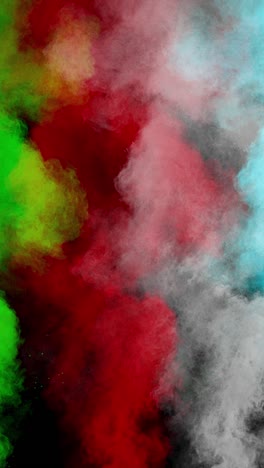 super slow motion shot of multi color powder explosion at 1000fps vertical view