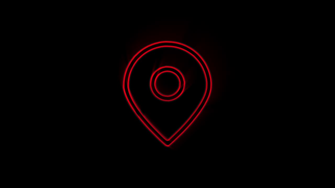 карта на неоновой вывеске. ночная яркая реклама. графика движения.