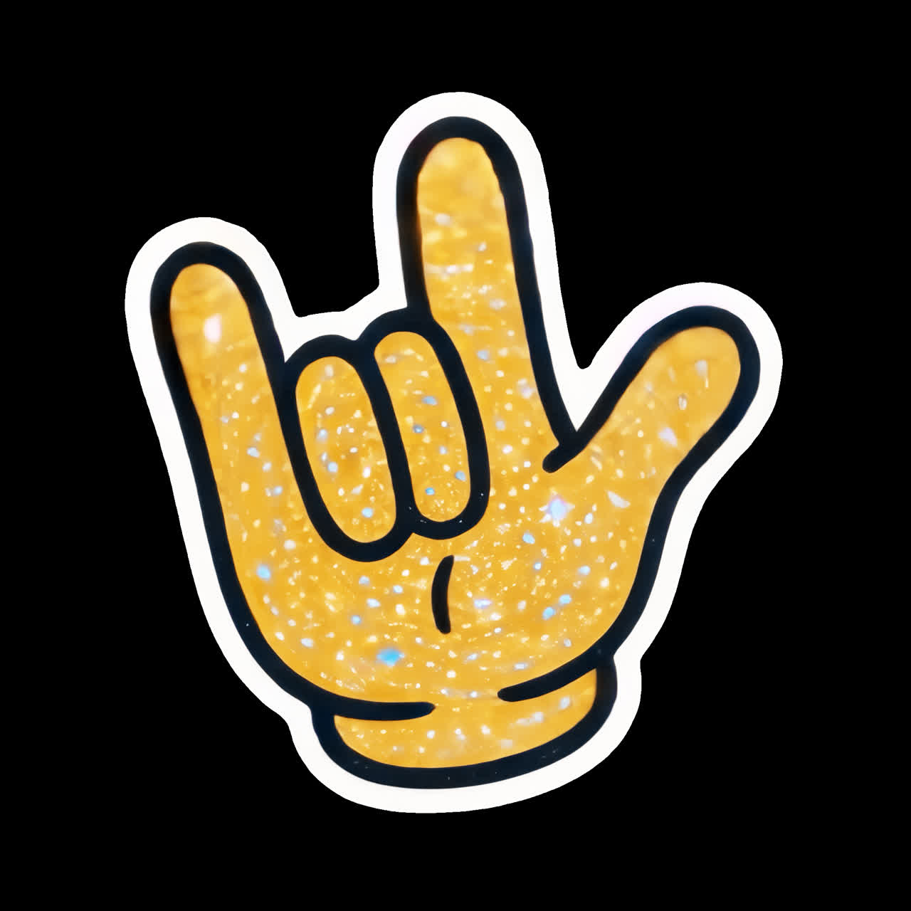 Glittrig animering av klistermärke med handsymbol, frilagt element, transparent 4K-video, alfakanal, ProRes.