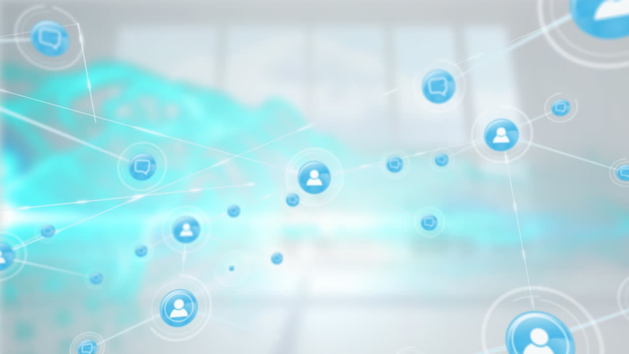 흐릿한 배경에서 연결 네트워크의 애니메이션