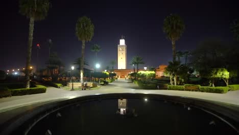 koutoubia mosque minaret at night