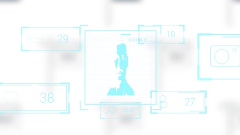 animación de las reacciones de las redes sociales y la foto del usuario sobre un fondo blanco