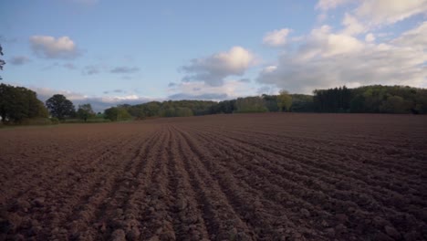 panning shot of ploughed agricultural field