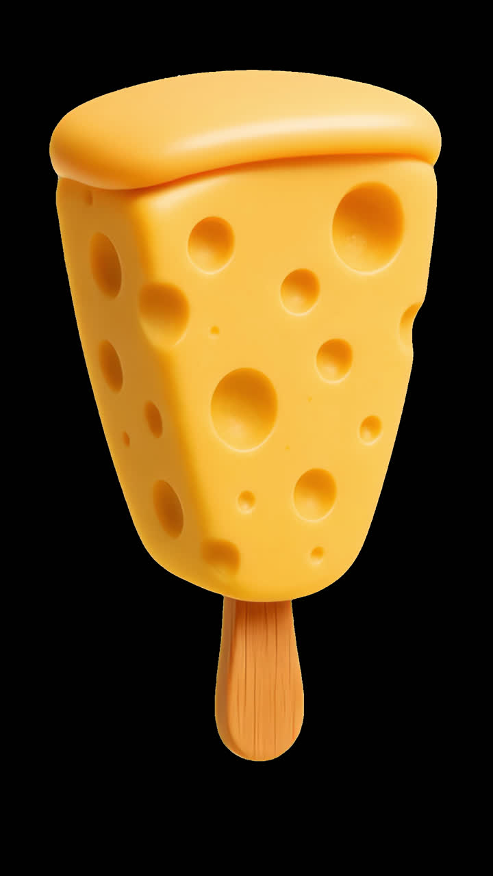 Cheese popsicle animation isolated asset, transparent 4K video, alpha channel, ProRes 4444