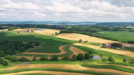 gorgeous aerial pan of rural farmland in usa