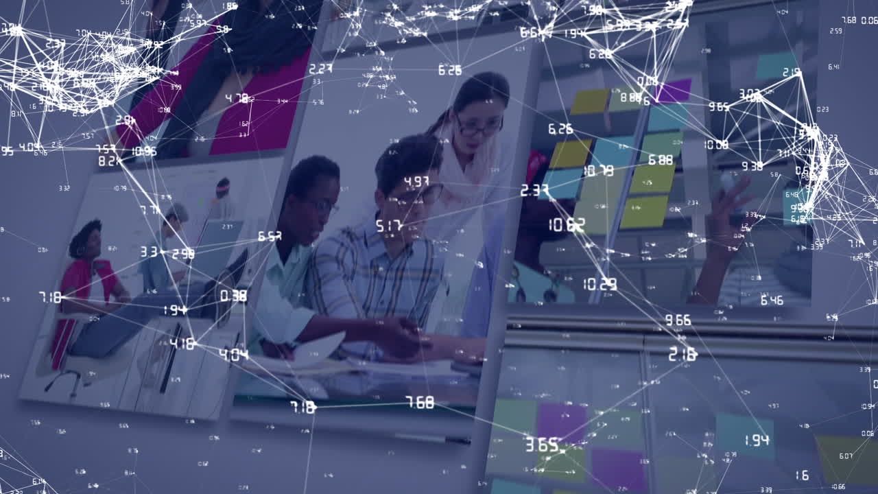 animación de la red de conexiones entre diversos empresarios