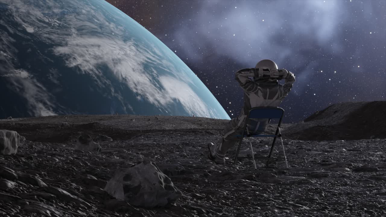 astronauta descansando en la luna
