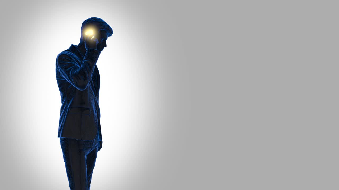 밝은 드폰을 가진 남자 전화 - 색 배경의 회전 sx