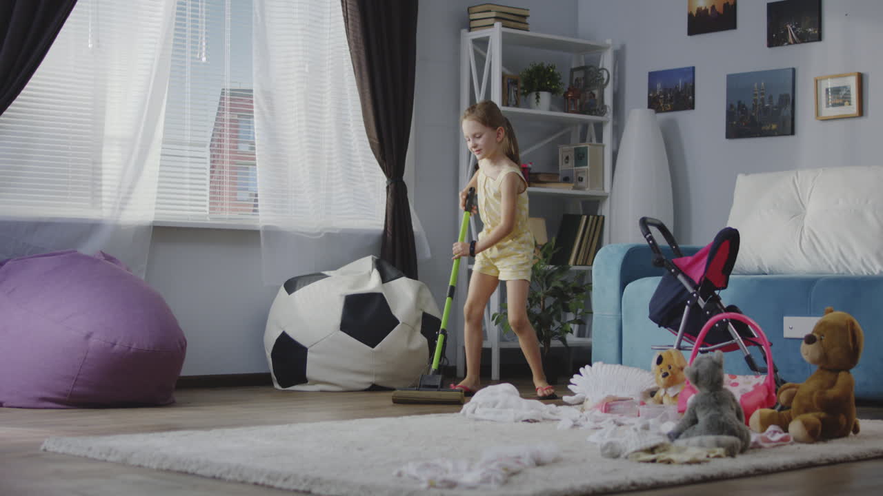 Child Cleaning Up a Messy Room