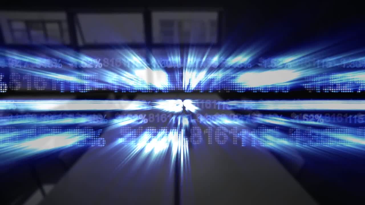 animación del procesamiento de datos en la oficina moderna en segundo plano