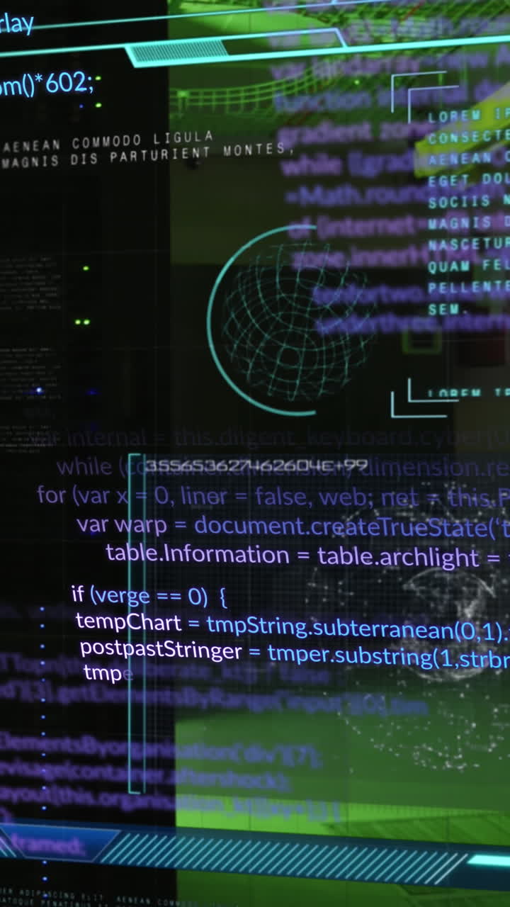 animación del procesamiento de datos sobre un fondo negro