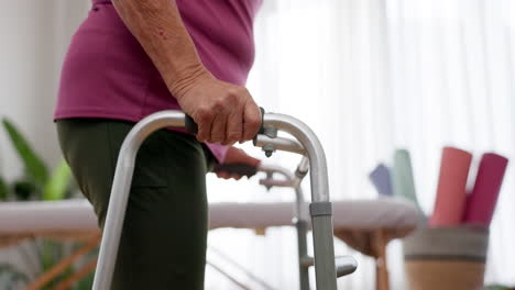 Walker,-closeup-and-hands-of-senior-woman