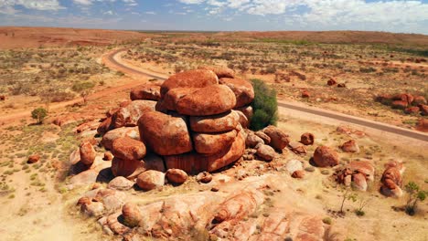 aerial view of boulders at devils marbles conservation reserve in northern territory of australia