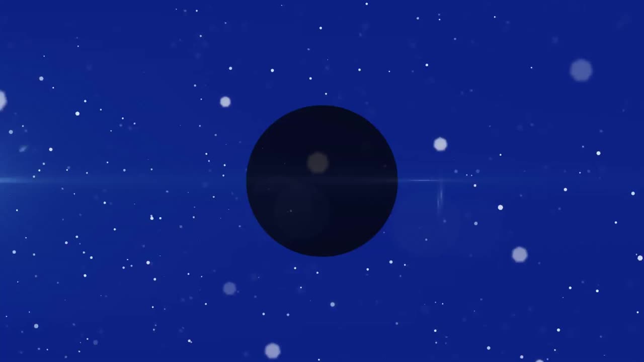 estructuras moleculares flotando contra una bandera redonda negra con espacio de copia contra un fondo azul