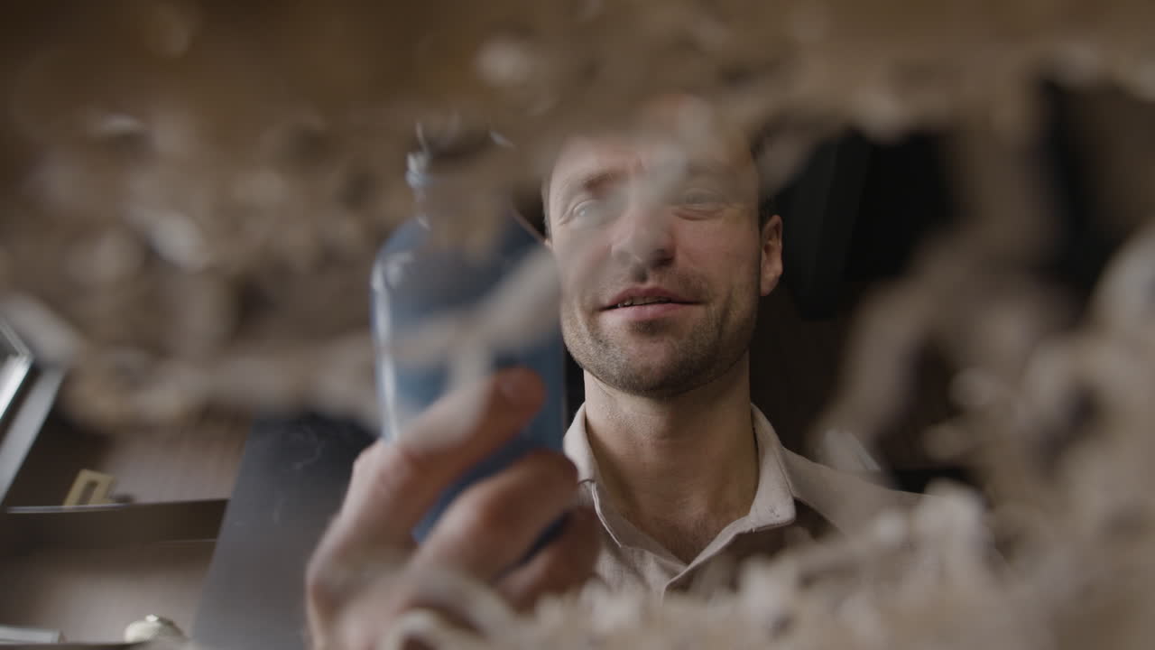 아래를 내려다 보면서 남자