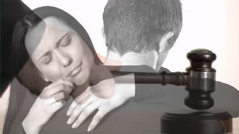 digital animation of couple embracing and gavel 4k