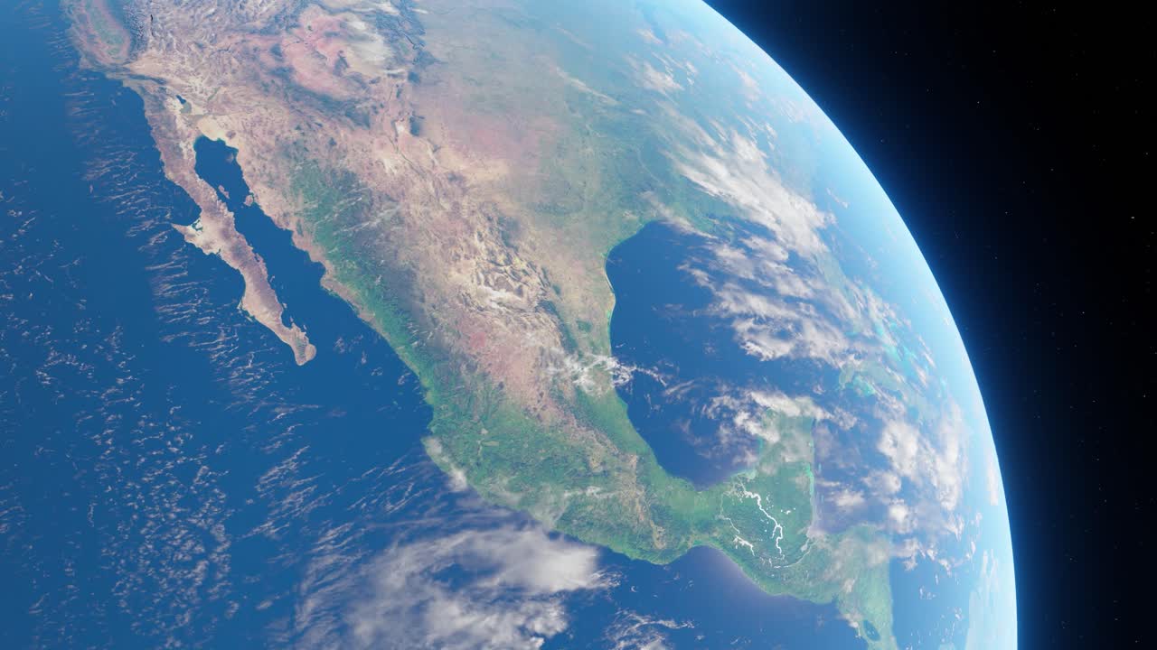 3D Animation showing Mexico from space