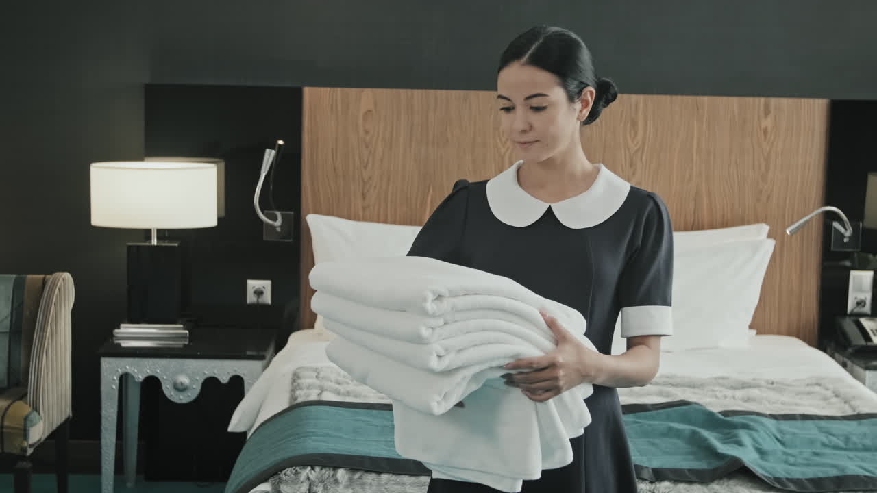 Portrait of Housekeeper in Hotel Room