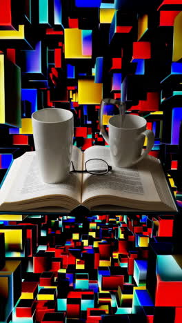 abstract book and coffee cups