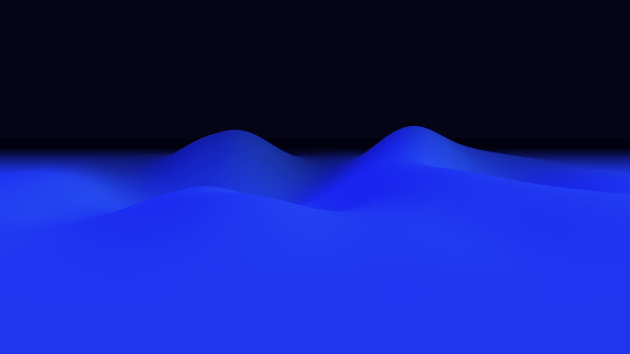 An abstract representation of a blue wave in motion, created by small, curved lines against a dark background, suggesting movement to the right