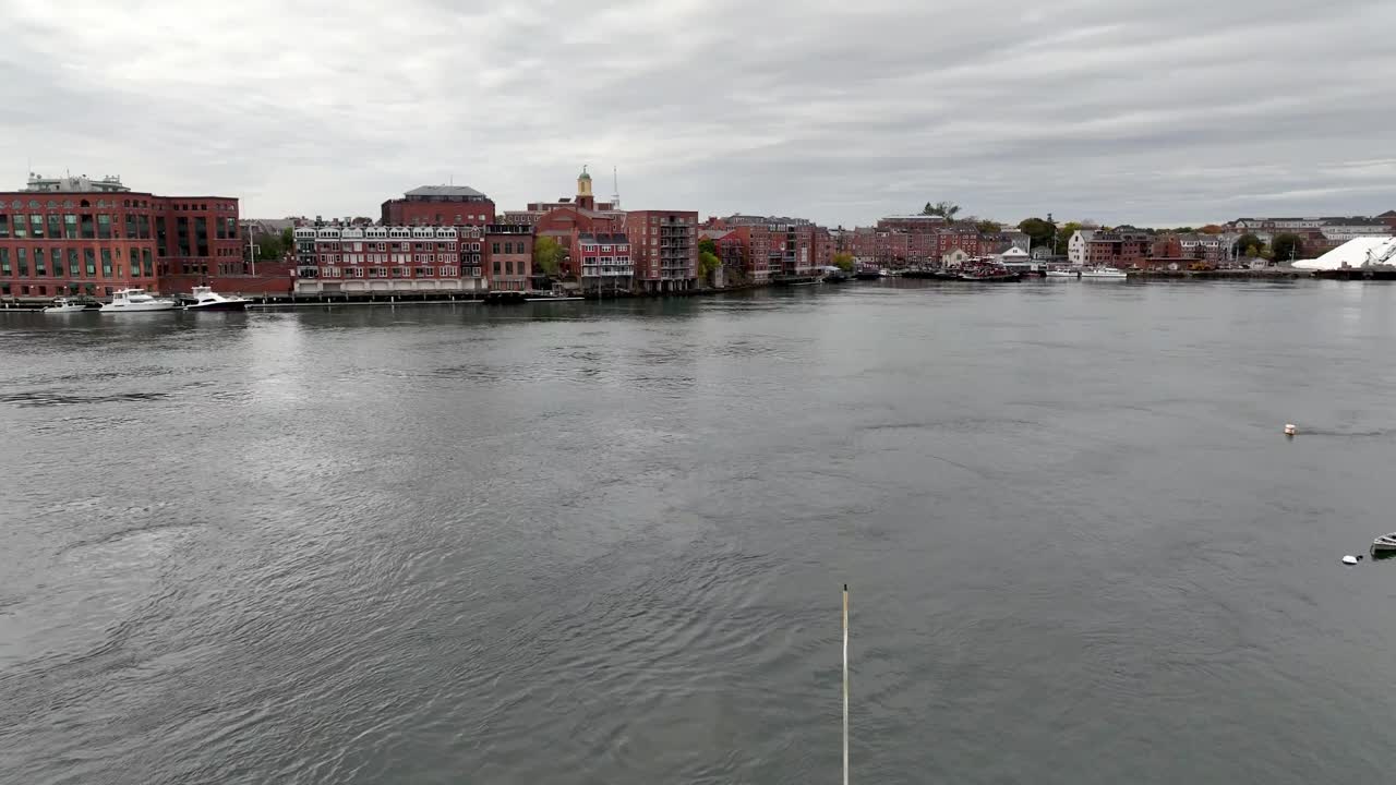 aerial over lobster boat portsmouth new hampshire