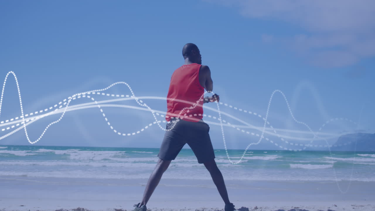 운동 하는 아프리카계 미국인 남성 을 가로지르는 선 의 애니메이션