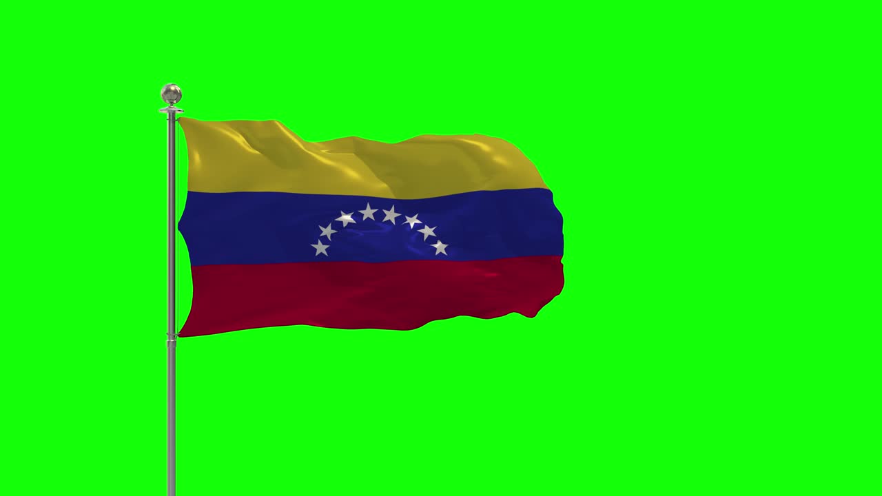 venezuela ilustración en 3d de la bandera ondeando en un poste con llave de croma