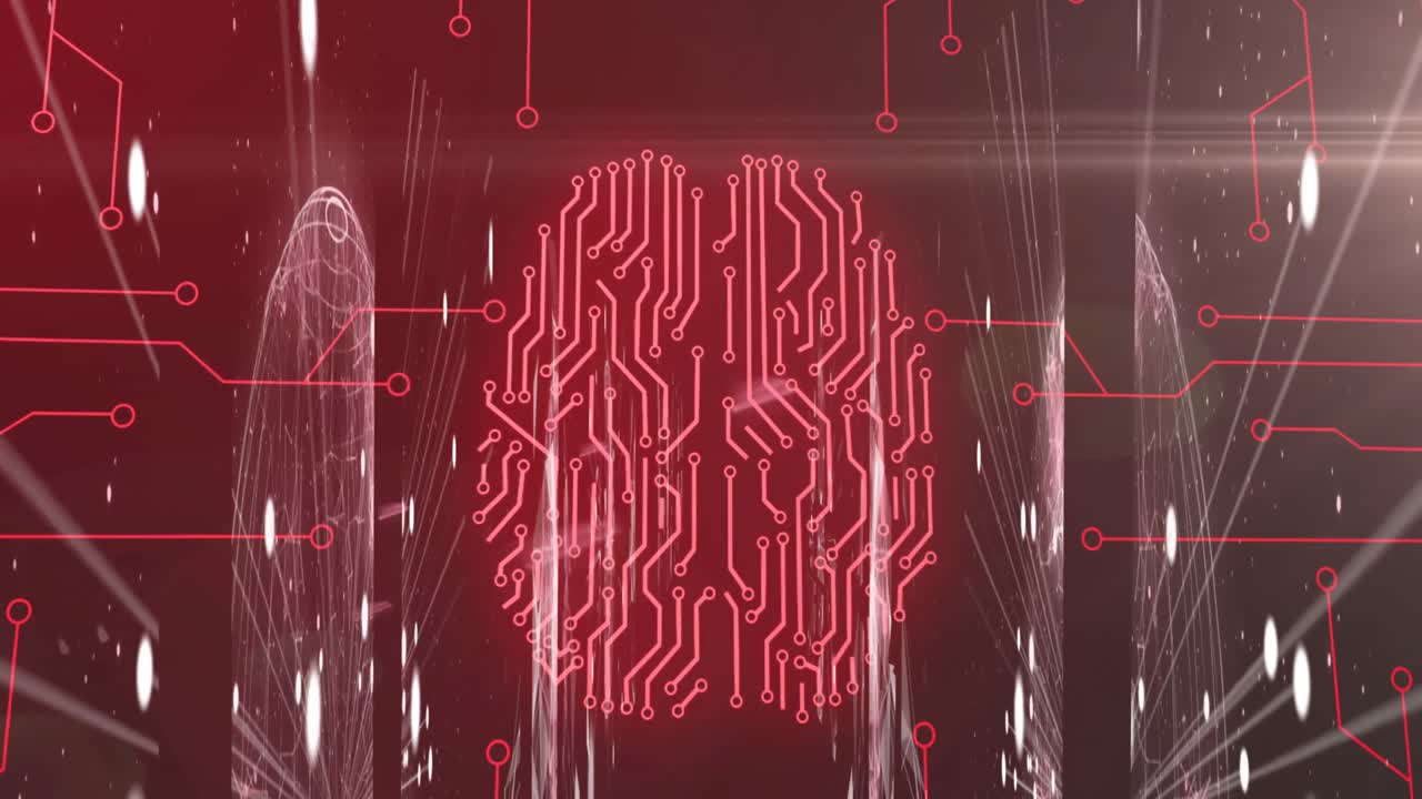 animación del procesamiento de datos sobre un fondo negro