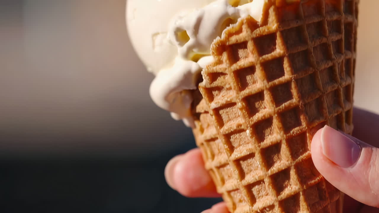 바닐라 아이스크림과 와플 코너