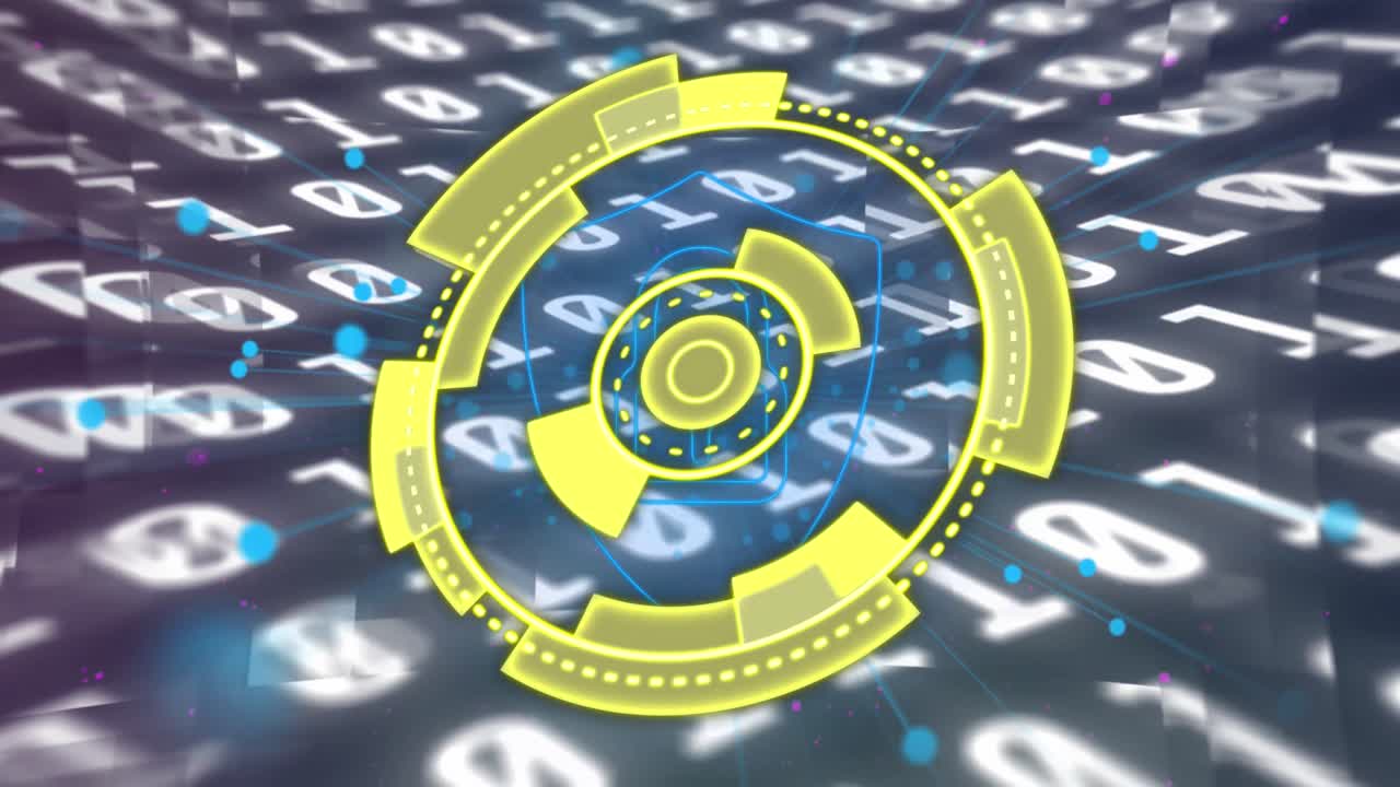 이진 코드 위에 보라색 원의 애니메이션