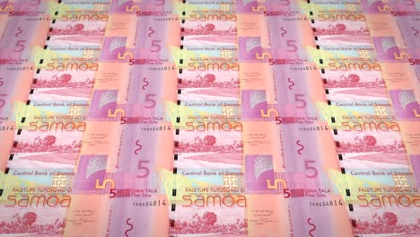 billetes de cinco tala de samoa, dinero en efectivo, bucle