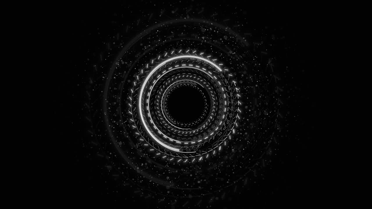 Abstract animation concentric rings rotating dark space creating hypnotic vortex effect perfect for