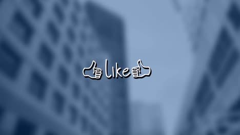 animación de texto similar sobre el paisaje urbano