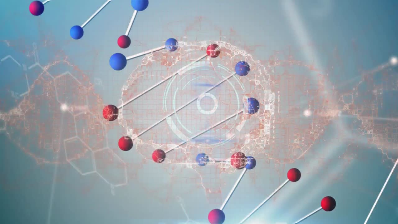 디지털 뇌 및 스 ⁇  스캐닝의 애니메이션 dna 스트랜드