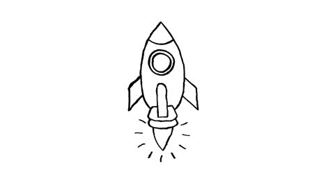 hand drawn rocket with flame animation. jittery effect.wiggly stop motion animation.