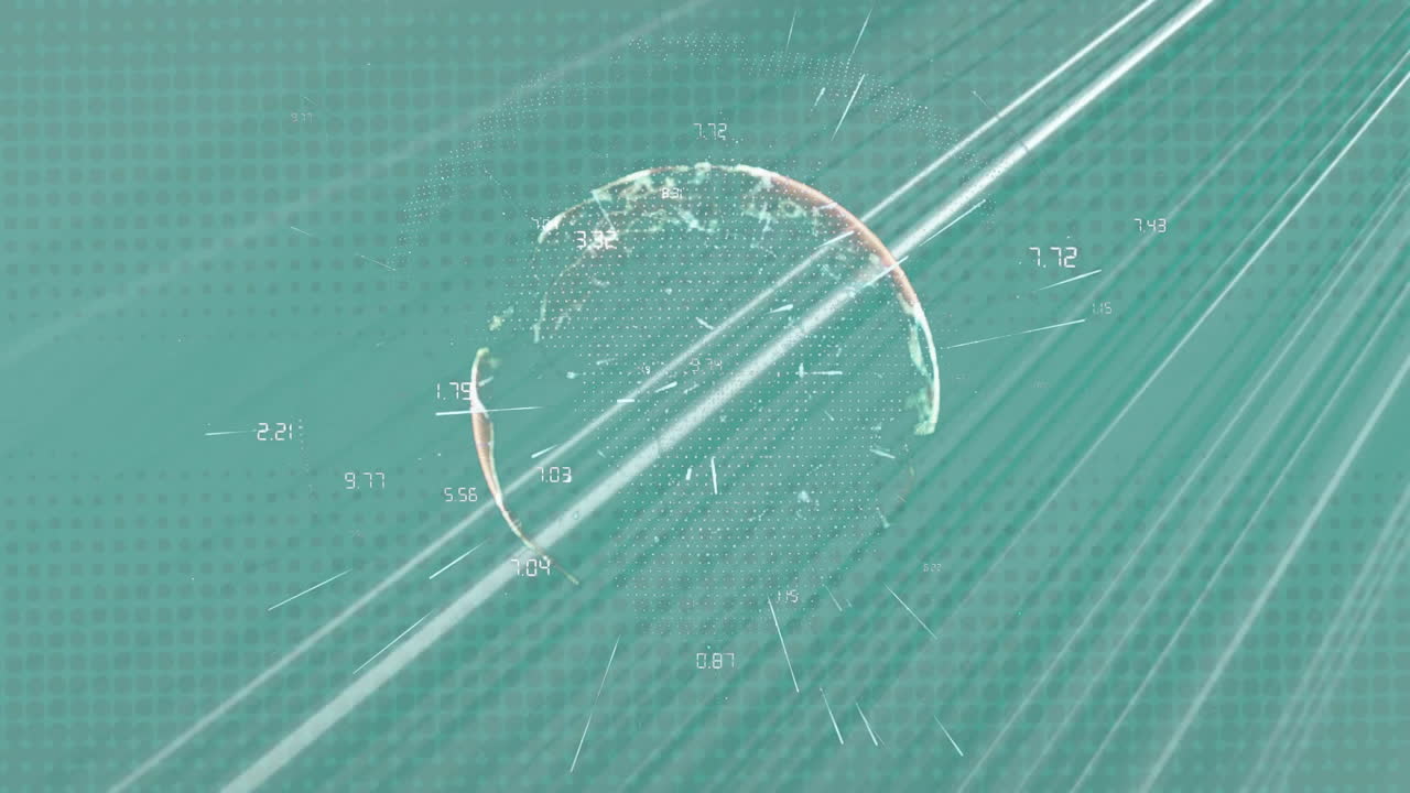 녹색 배경 위에 연결 네트워크와 함께 지구의 애니메이션