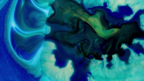 blue ocean ink dye visual, sea inspired, green color gush spreading